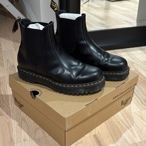 Dr. Martens Black Chelsea Boots with Yellow Stitching